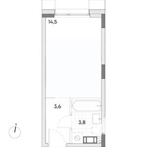 Студия квартира, вторичка, 22м2, 4/7 этаж