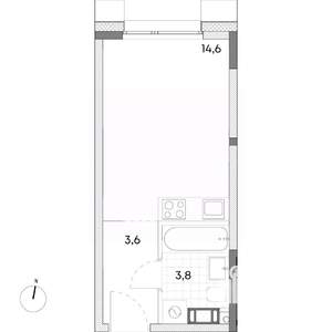Студия квартира, строящийся дом, 22м2, 3/7 этаж