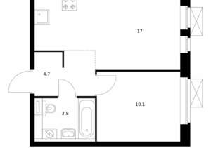 1-к квартира, вторичка, 35м2, 4/25 этаж