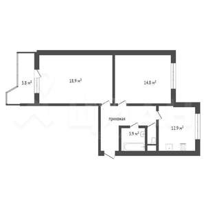 2-к квартира, вторичка, 59м2, 5/14 этаж
