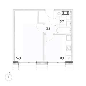 1-к квартира, вторичка, 33м2, 4/7 этаж