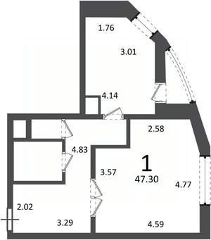 1-к квартира, вторичка, 47м2, 15/19 этаж