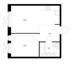 1-к квартира, вторичка, 37м2, 18/28 этаж