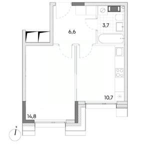 1-к квартира, строящийся дом, 36м2, 5/7 этаж