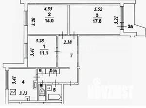 3-к квартира, вторичка, 72м2, 16/17 этаж
