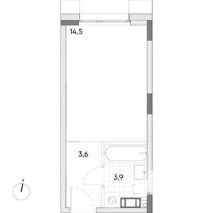 Студия квартира, строящийся дом, 22м2, 7/7 этаж