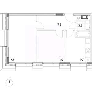 2-к квартира, вторичка, 51м2, 6/7 этаж