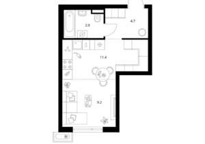 Студия квартира, вторичка, 29м2, 3/14 этаж