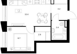 1-к квартира, вторичка, 35м2, 4/13 этаж