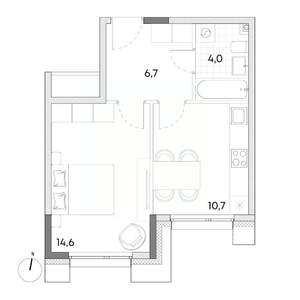 1-к квартира, вторичка, 36м2, 2/7 этаж