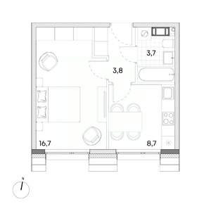 1-к квартира, вторичка, 33м2, 7/7 этаж