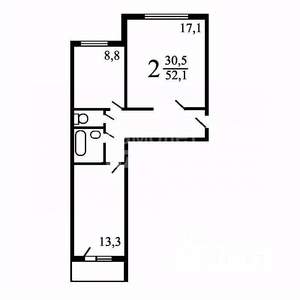2-к квартира, вторичка, 52м2, 9/14 этаж