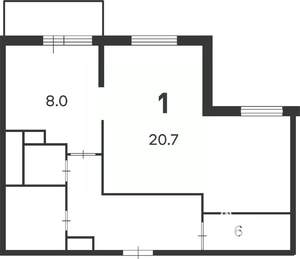 1-к квартира, вторичка, 44м2, 2/10 этаж
