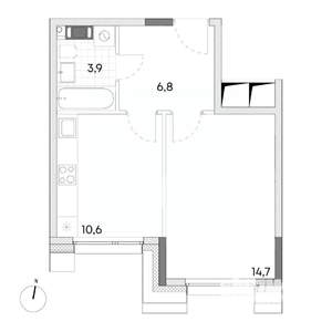 1-к квартира, строящийся дом, 36м2, 7/7 этаж