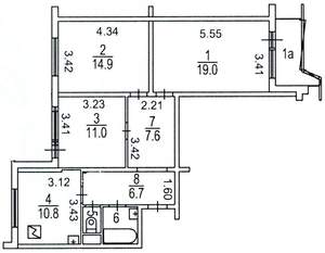 3-к квартира, вторичка, 75м2, 15/17 этаж