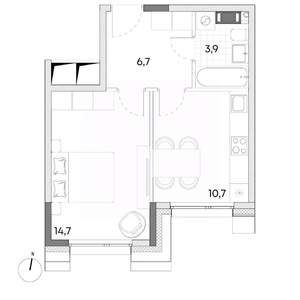1-к квартира, вторичка, 36м2, 6/7 этаж
