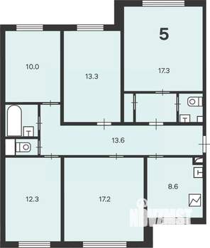5-к квартира, вторичка, 101м2, 1/12 этаж