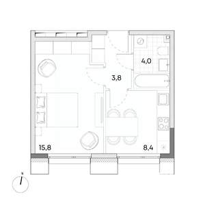 1-к квартира, вторичка, 32м2, 2/7 этаж