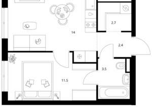1-к квартира, вторичка, 34м2, 3/13 этаж