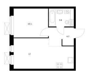 1-к квартира, вторичка, 36м2, 12/13 этаж