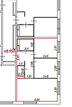 3-к квартира, вторичка, 53м2, 24/25 этаж