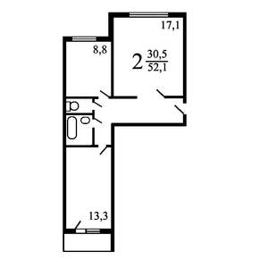 2-к квартира, вторичка, 53м2, 3/10 этаж