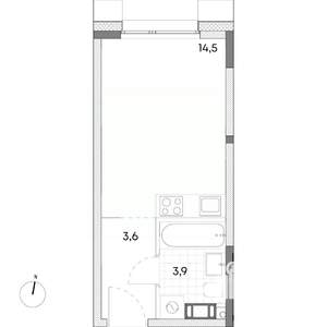 Студия квартира, вторичка, 22м2, 6/7 этаж