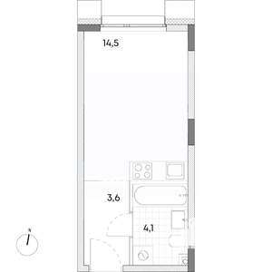 Студия квартира, строящийся дом, 22м2, 2/7 этаж