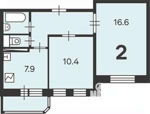 2-к квартира, вторичка, 47м2, 5/10 этаж