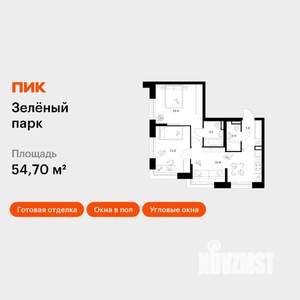 2-к квартира, вторичка, 55м2, 22/28 этаж