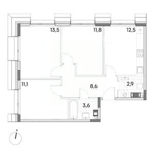 1-к квартира, вторичка, 36м2, 4/7 этаж