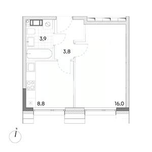 1-к квартира, вторичка, 33м2, 7/7 этаж