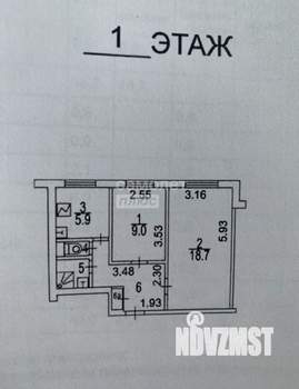 2-к квартира, вторичка, 44м2, 1/9 этаж