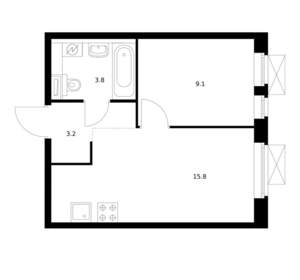 1-к квартира, вторичка, 32м2, 15/24 этаж