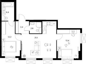 2-к квартира, вторичка, 57м2, 25/25 этаж