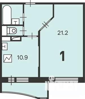 1-к квартира, вторичка, 42м2, 7/16 этаж
