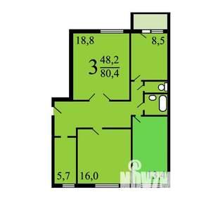 3-к квартира, вторичка, 81м2, 5/14 этаж