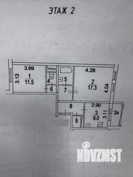 2-к квартира, вторичка, 53м2, 2/17 этаж