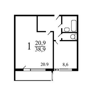 1-к квартира, вторичка, 39м2, 3/12 этаж