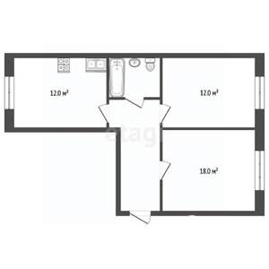 2-к квартира, вторичка, 55м2, 1/14 этаж