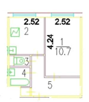 1-к квартира, вторичка, 27м2, 9/9 этаж