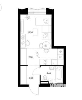 Студия квартира, вторичка, 24м2, 15/28 этаж