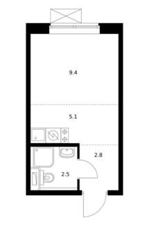 Студия квартира, вторичка, 20м2, 22/25 этаж