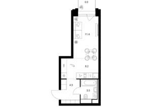 Студия квартира, вторичка, 29м2, 4/13 этаж