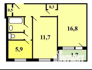 2-к квартира, вторичка, 45м2, 1/9 этаж