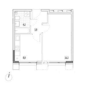 1-к квартира, вторичка, 33м2, 4/7 этаж