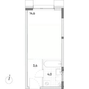 Студия квартира, строящийся дом, 22м2, 2/7 этаж