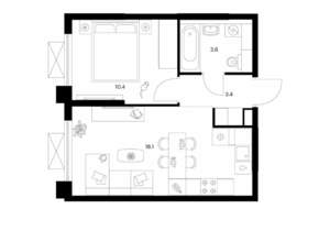 1-к квартира, вторичка, 36м2, 13/25 этаж