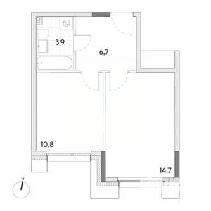 1-к квартира, вторичка, 36м2, 2/7 этаж