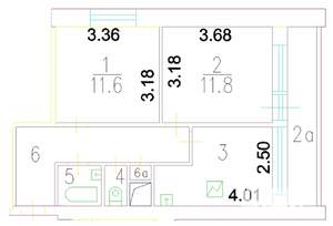 2-к квартира, вторичка, 42м2, 3/14 этаж